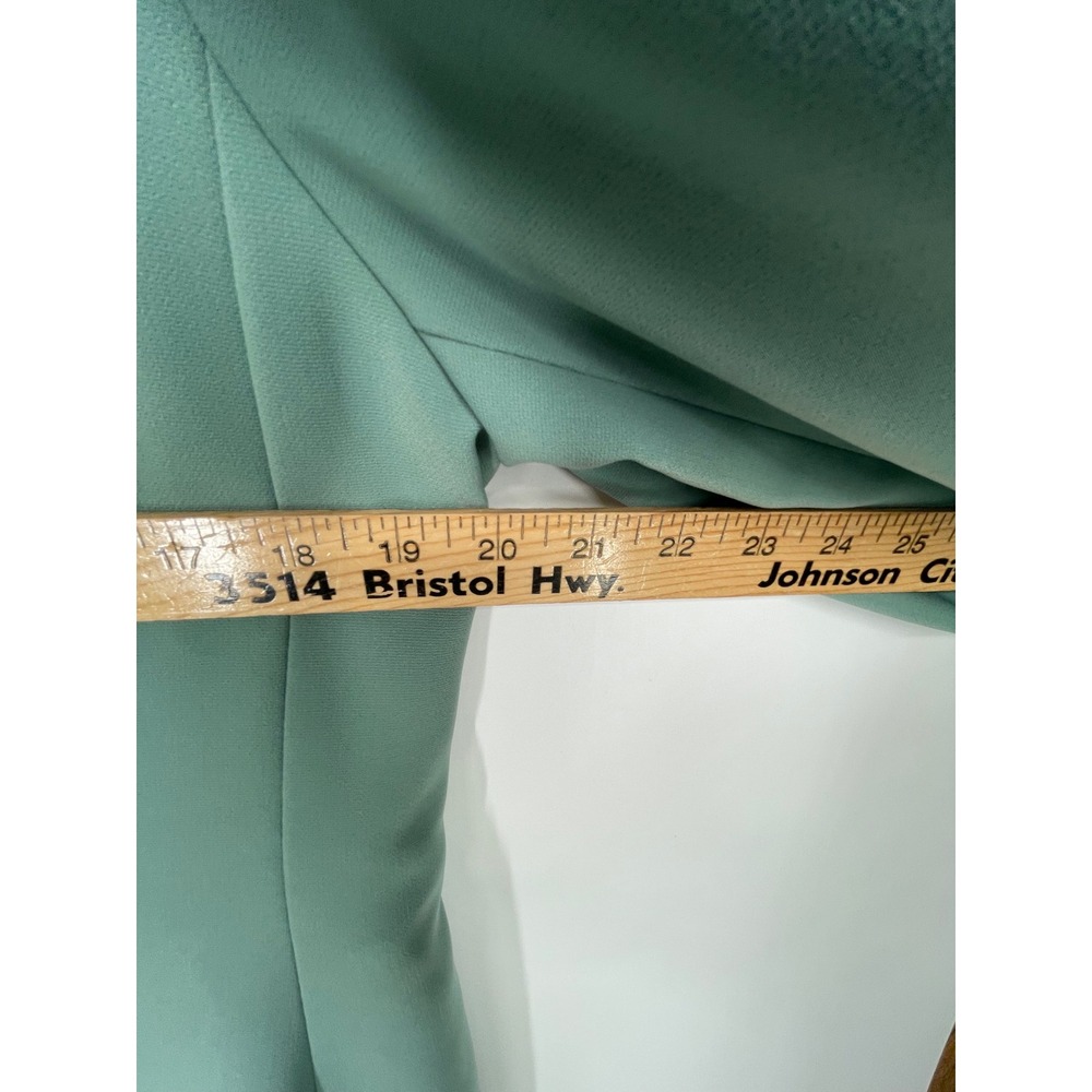 Le Suit Women Pant Suit 12 Professional Sage Green Black Contrast Collar - Picture 7 of 16